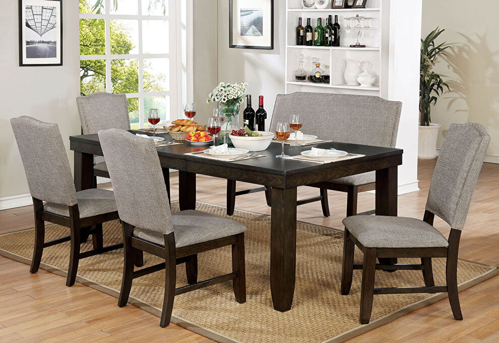 Dark walnut transitional dining table by Furniture of America