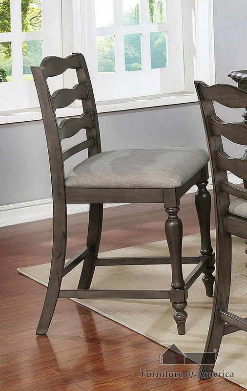 Gray padded fabric cushions rustic counter ht. chair by Furniture of America