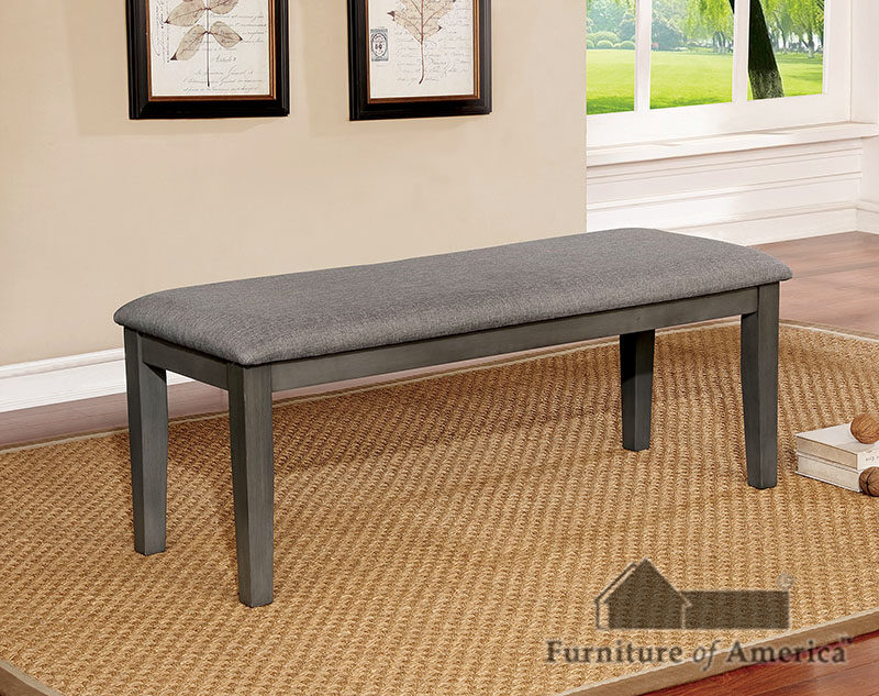 Clean & crisp silhouette bench in gray finish by Furniture of America