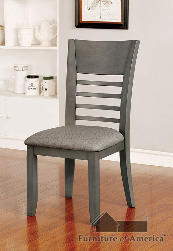 Clean & crisp silhouette dining chair in gray finish by Furniture of America