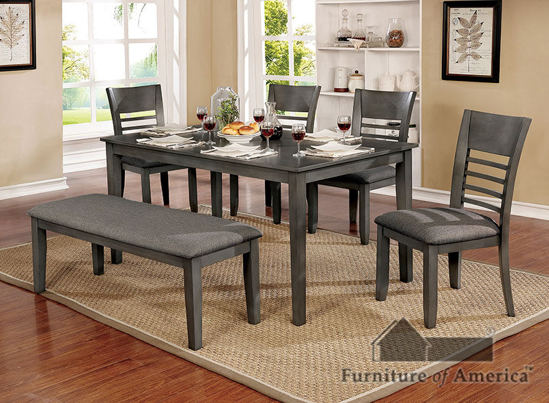 Clean & crisp silhouette dining table in gray finish by Furniture of America