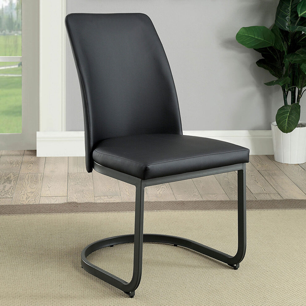 Dark gray/ black finish u-shaped base design modern dining chair by Furniture of America