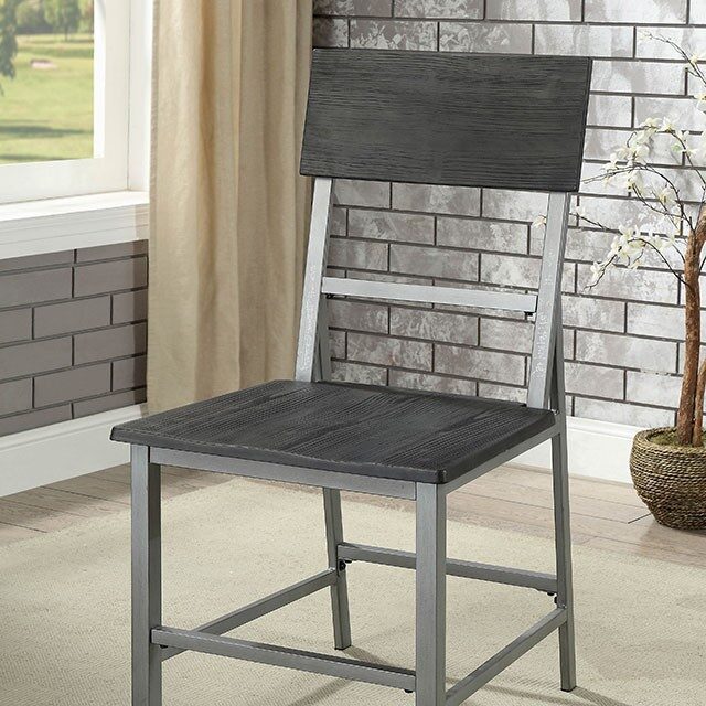 Silver/gray hand brushed powder coated finish dining chair by Furniture of America