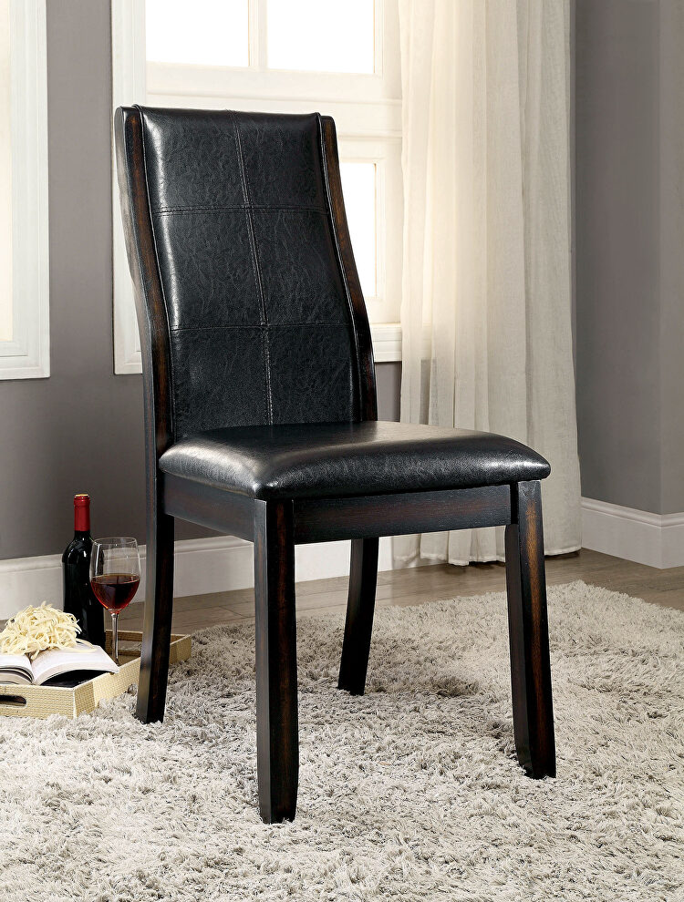 Espresso leatherette upholstery dining chair by Furniture of America
