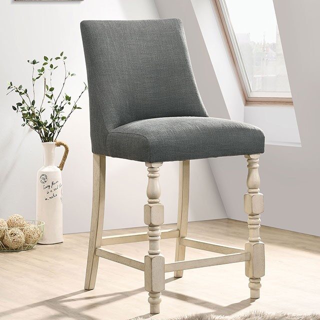 Ivory/dark gray transitional counter ht. chair by Furniture of America