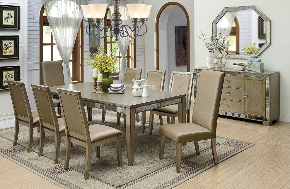 Antique gold contemporary dining table by Furniture of America