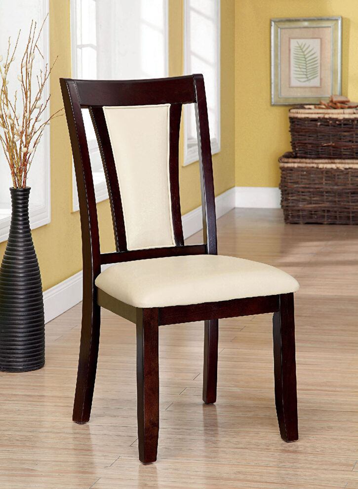 Dark cherry/ ivory transitional dining chair by Furniture of America