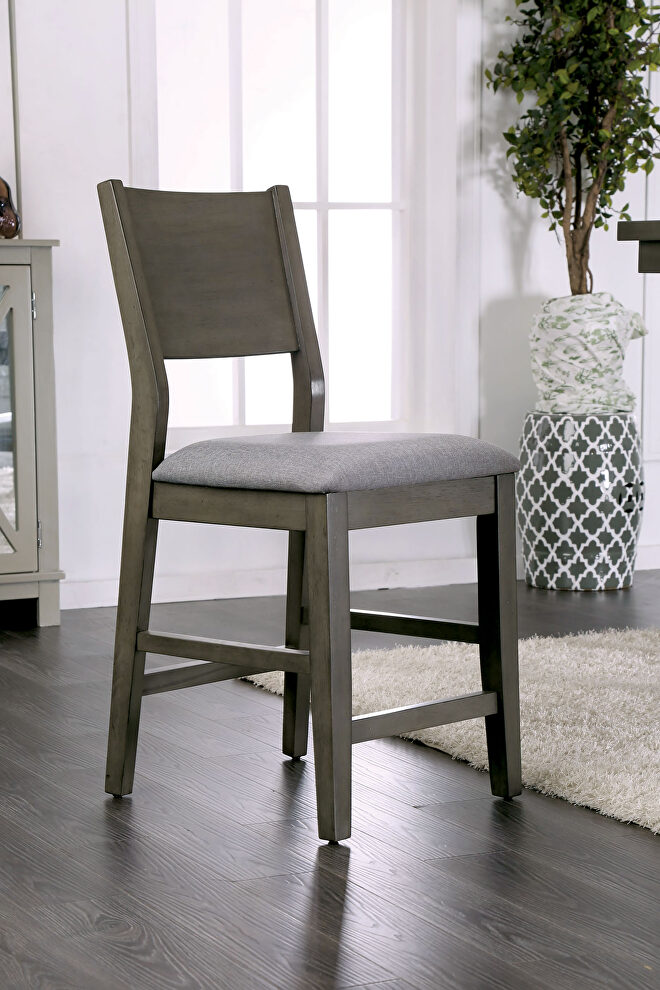 Gray padded fabric cushions counter ht. chair by Furniture of America