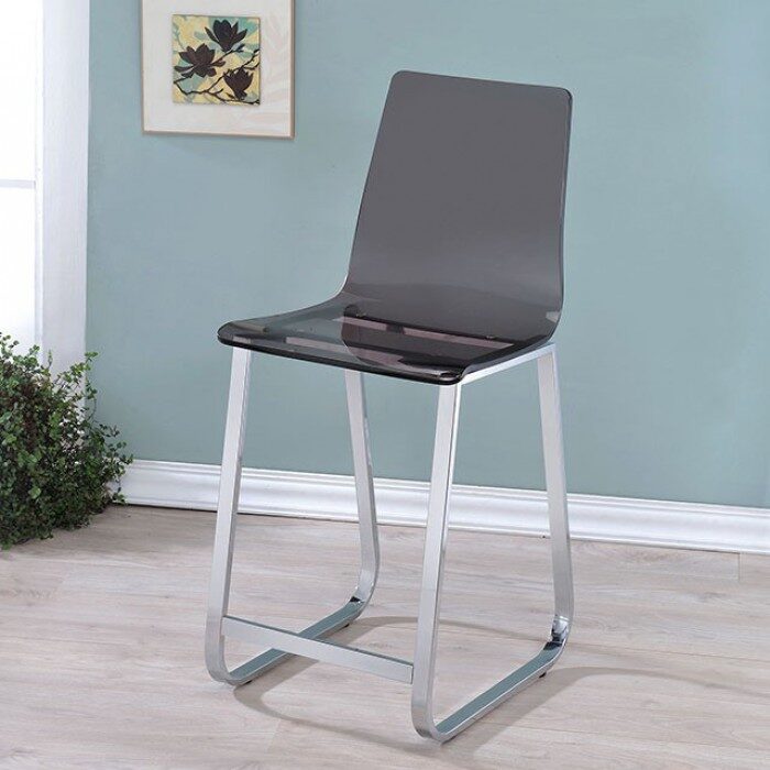 Acrylic seat & back w/ metal legs counter ht. stool by Furniture of America