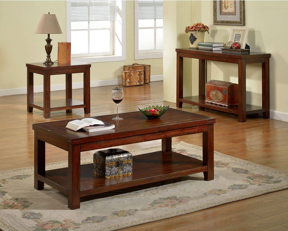 Dark cherry transitional coffee table by Furniture of America