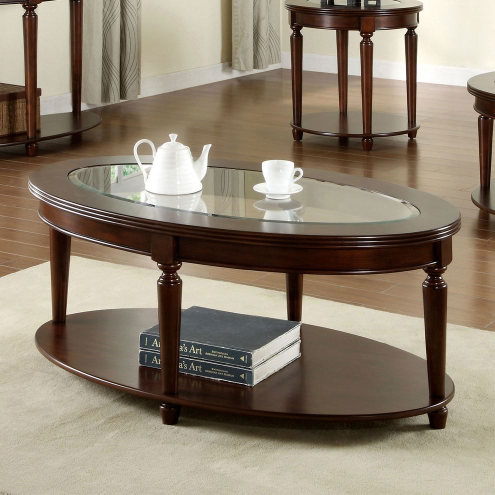 Dark Cherry Transitional Coffee Table by Furniture of America