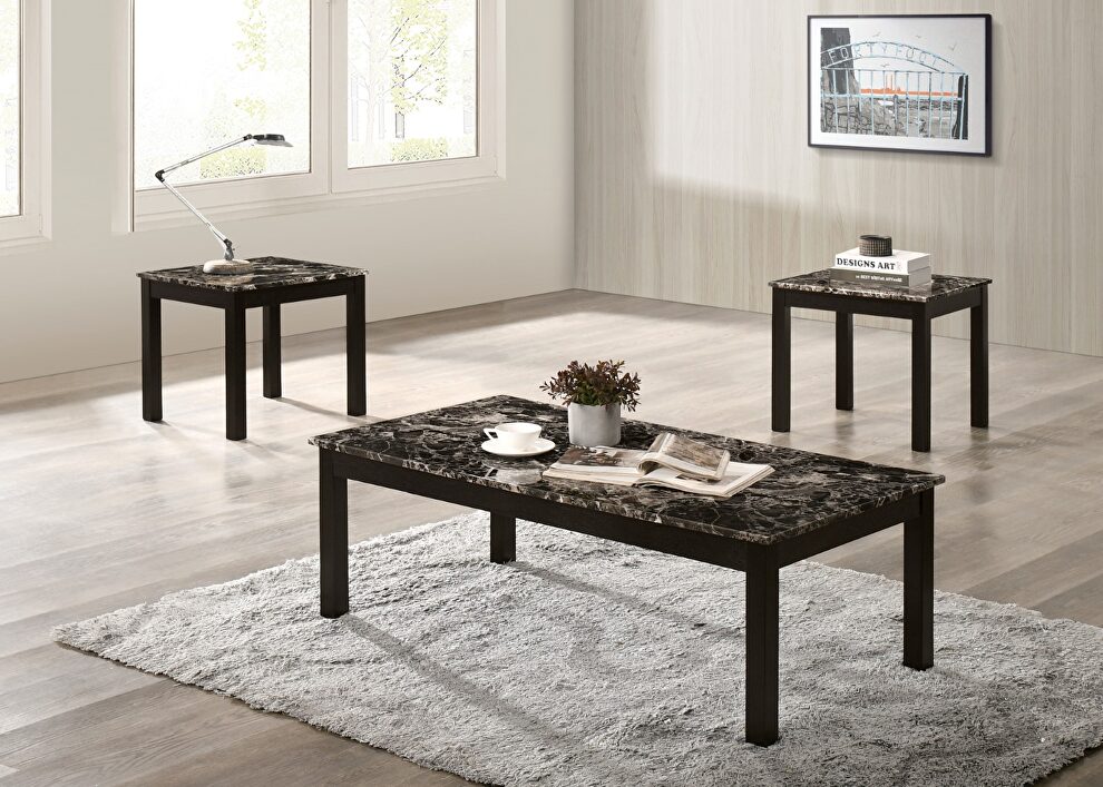 Transitional style solid wood and veneers 3 pc. set coffee table by Furniture of America