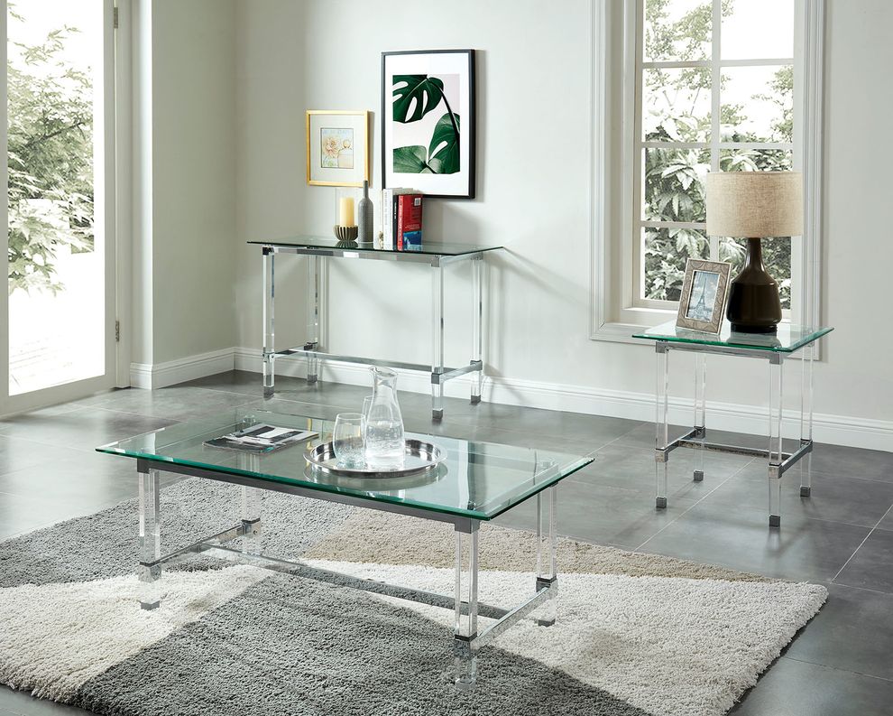 Glass/acrylic coffee table in contemporary style by Furniture of America