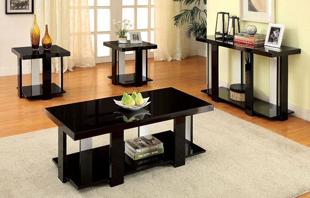 Black contemporary 3 pc. table set by Furniture of America