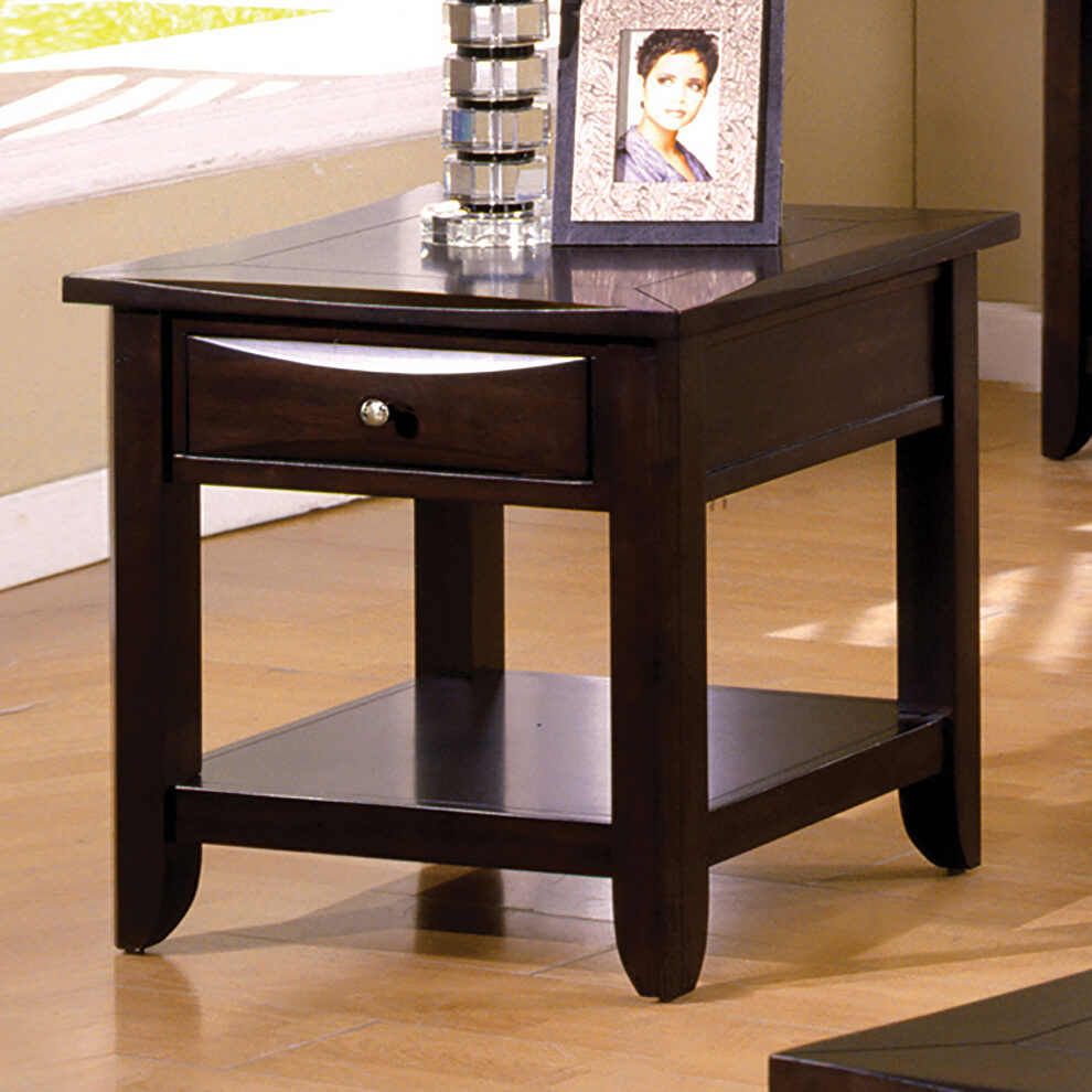 Espresso transitional end table by Furniture of America