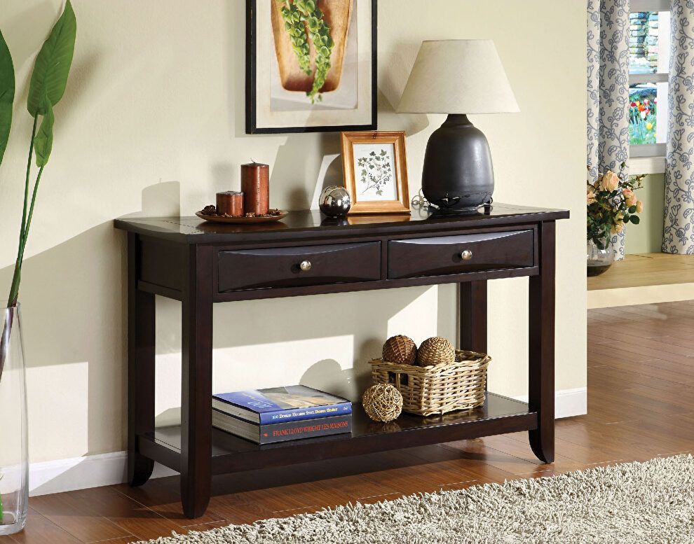 Espresso transitional sofa table by Furniture of America