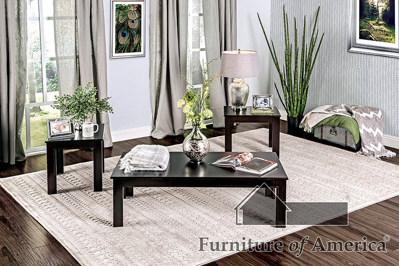 Black finish contemporary 3 pc. table set by Furniture of America