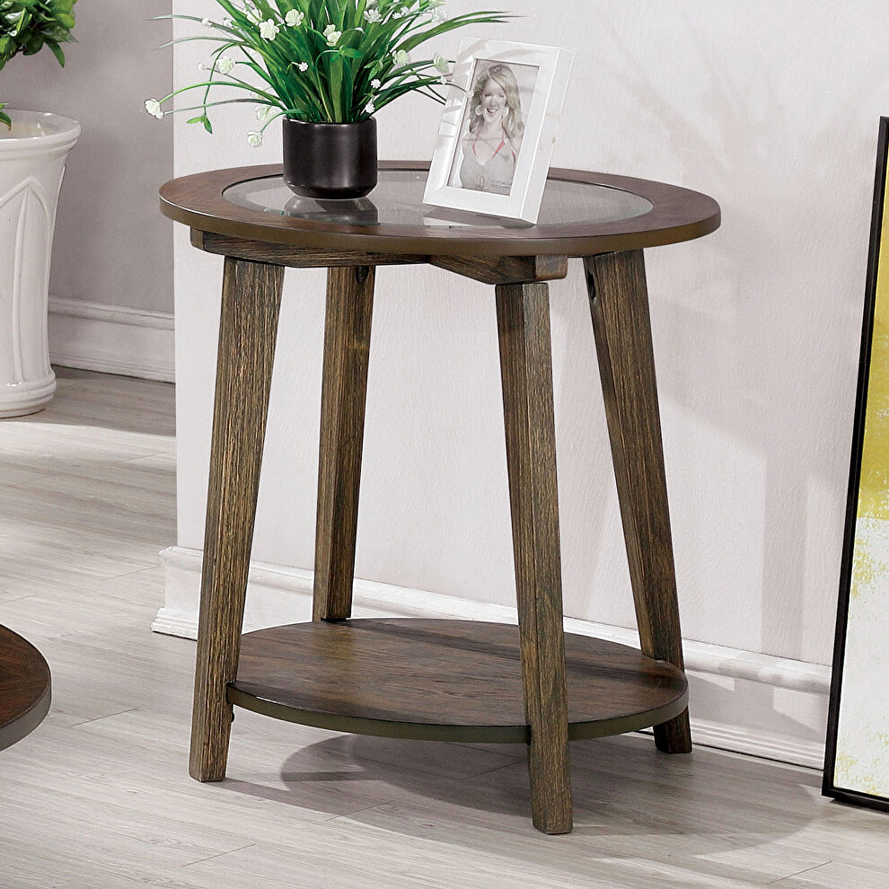 Dark oak mid-century modern end table by Furniture of America