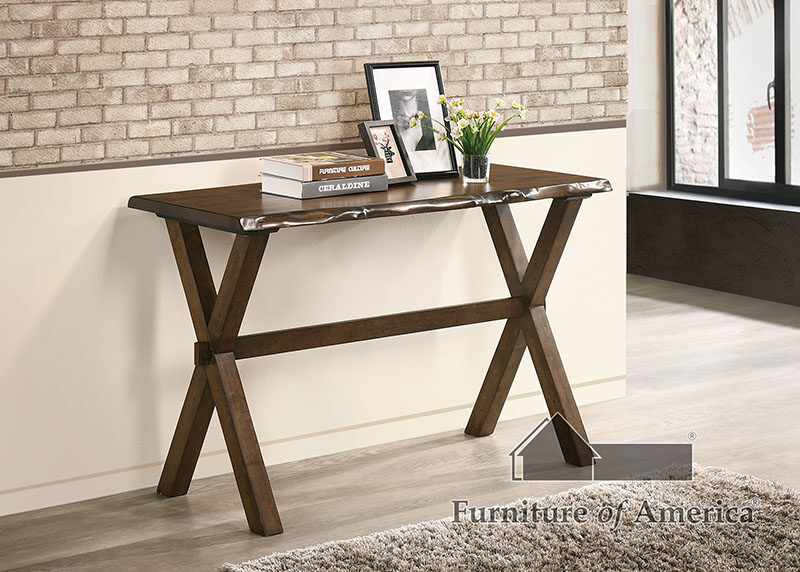 Walnut wood construction sofa table w/ cross x-legs by Furniture of America