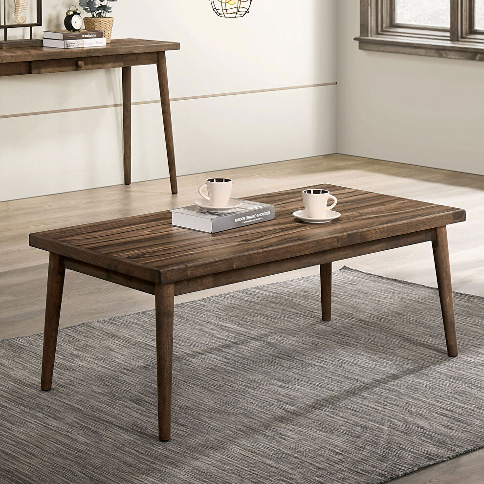 Rustic top w/ wood grain print coffee table by Furniture of America