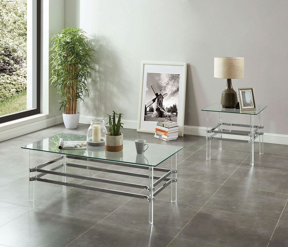 Chrome/Acrylic/Glass Contemporary Coffee Table by Furniture of America