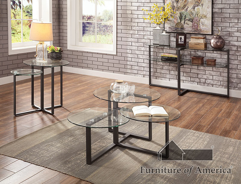 Multi table glass top design coffee table by Furniture of America