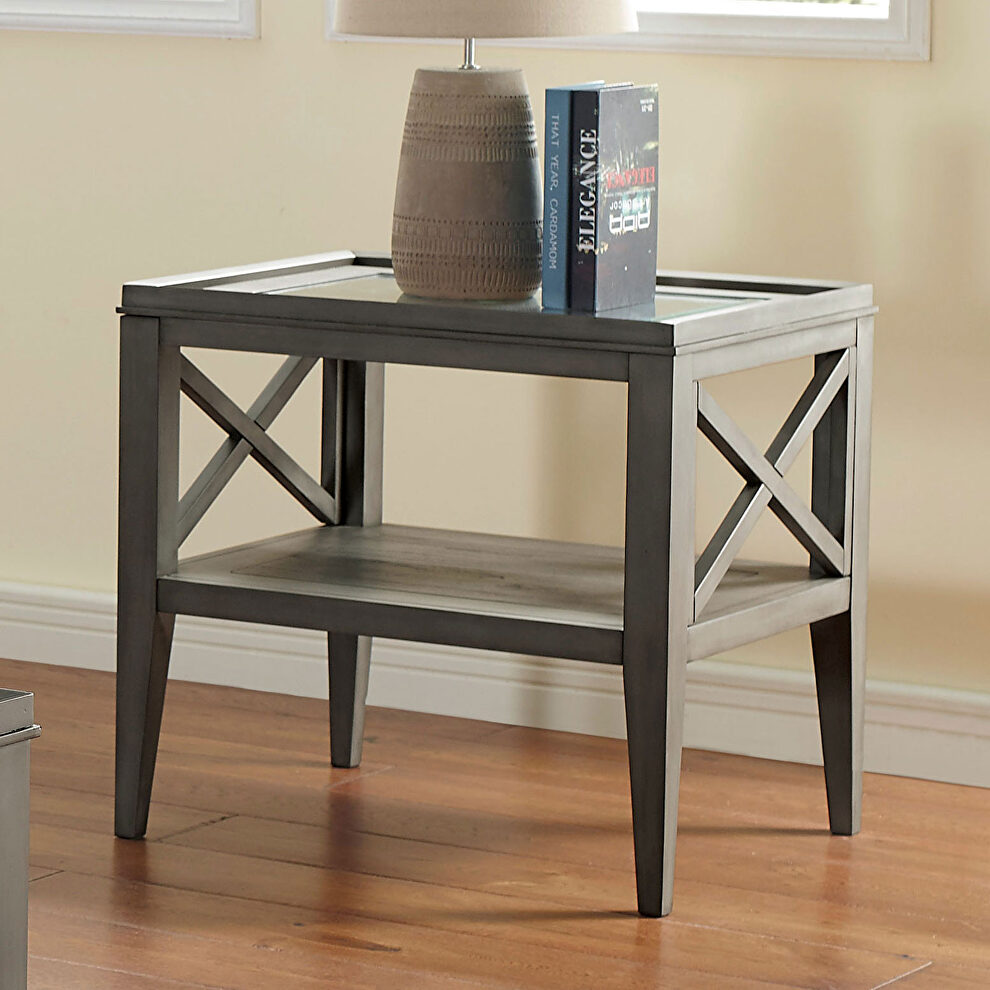 5mm tempered glass top end table by Furniture of America
