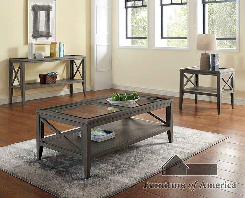 5mm tempered glass top coffee table by Furniture of America