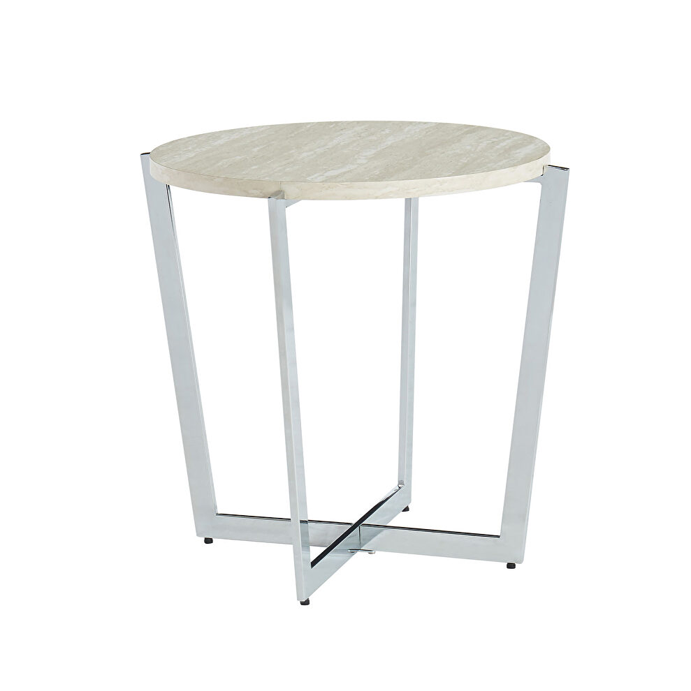 White/Chrome Madisyn Contemporary End Table by Furniture of America