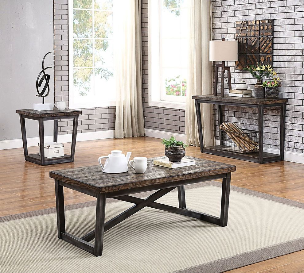 Dark Oak/Gray Industrial Coffee Table by Furniture of America