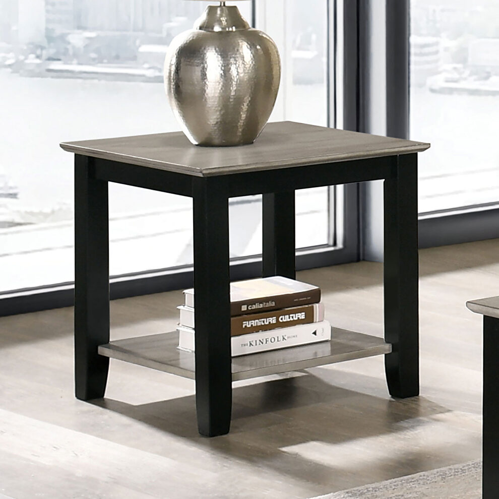 Two-tone design solid wood end table by Furniture of America