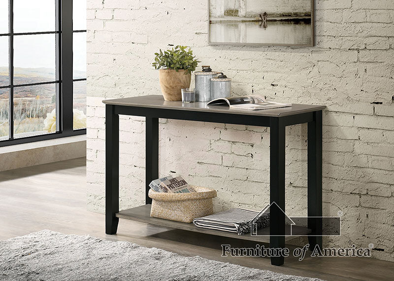 Two-tone design solid wood sofa table by Furniture of America