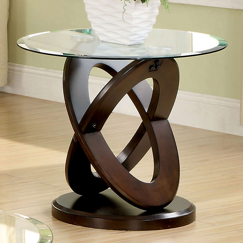 Dark walnut contemporary end table by Furniture of America