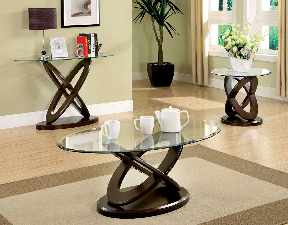 Dark walnut contemporary coffee table by Furniture of America