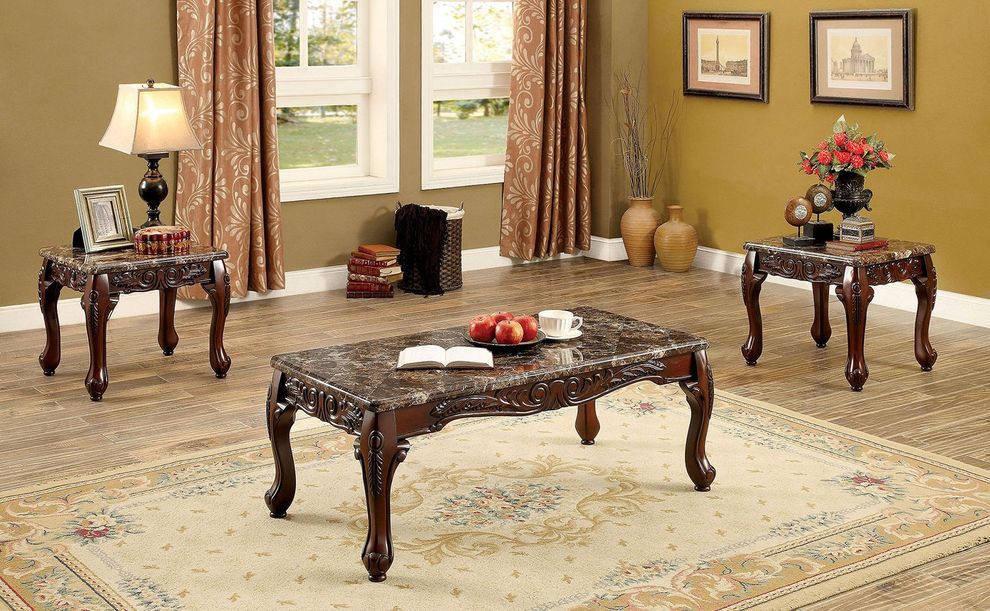 Dark Oak/Brown Traditional 3 Pc. Table Set by Furniture of America