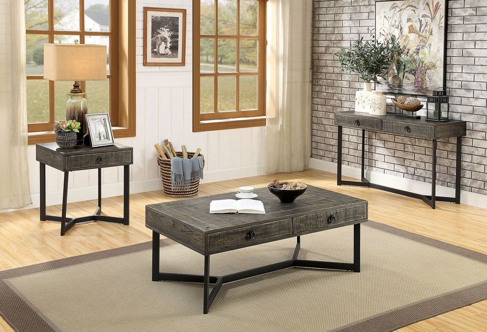 Dark oak/espresso industrial coffee table by Furniture of America