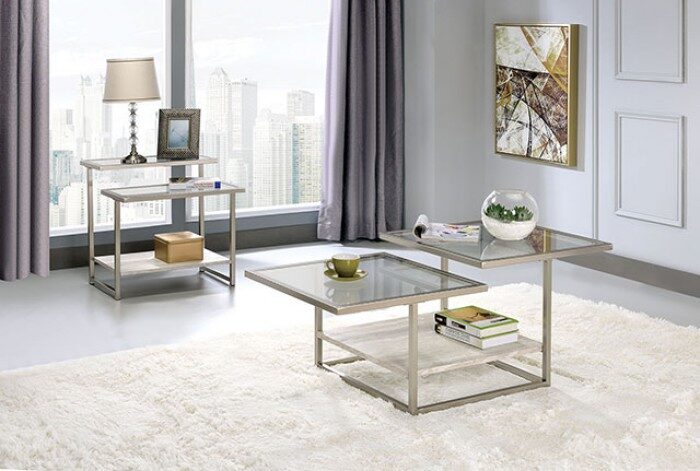 5mm tempered glass contemporary coffee table by Furniture of America