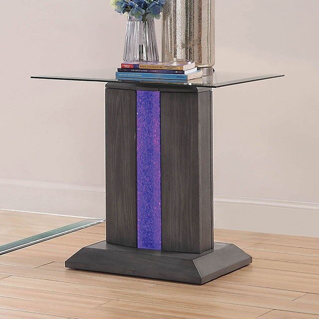 8mm tempered glass top end table with led by Furniture of America