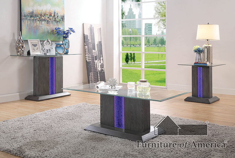8mm tempered glass top coffee table with led by Furniture of America