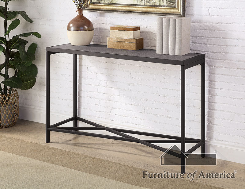 Gray/ sand black faux slate top sofa table by Furniture of America