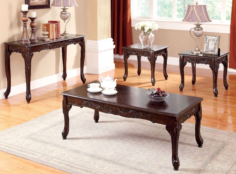 Dark cherry traditional 3 pc. table set by Furniture of America
