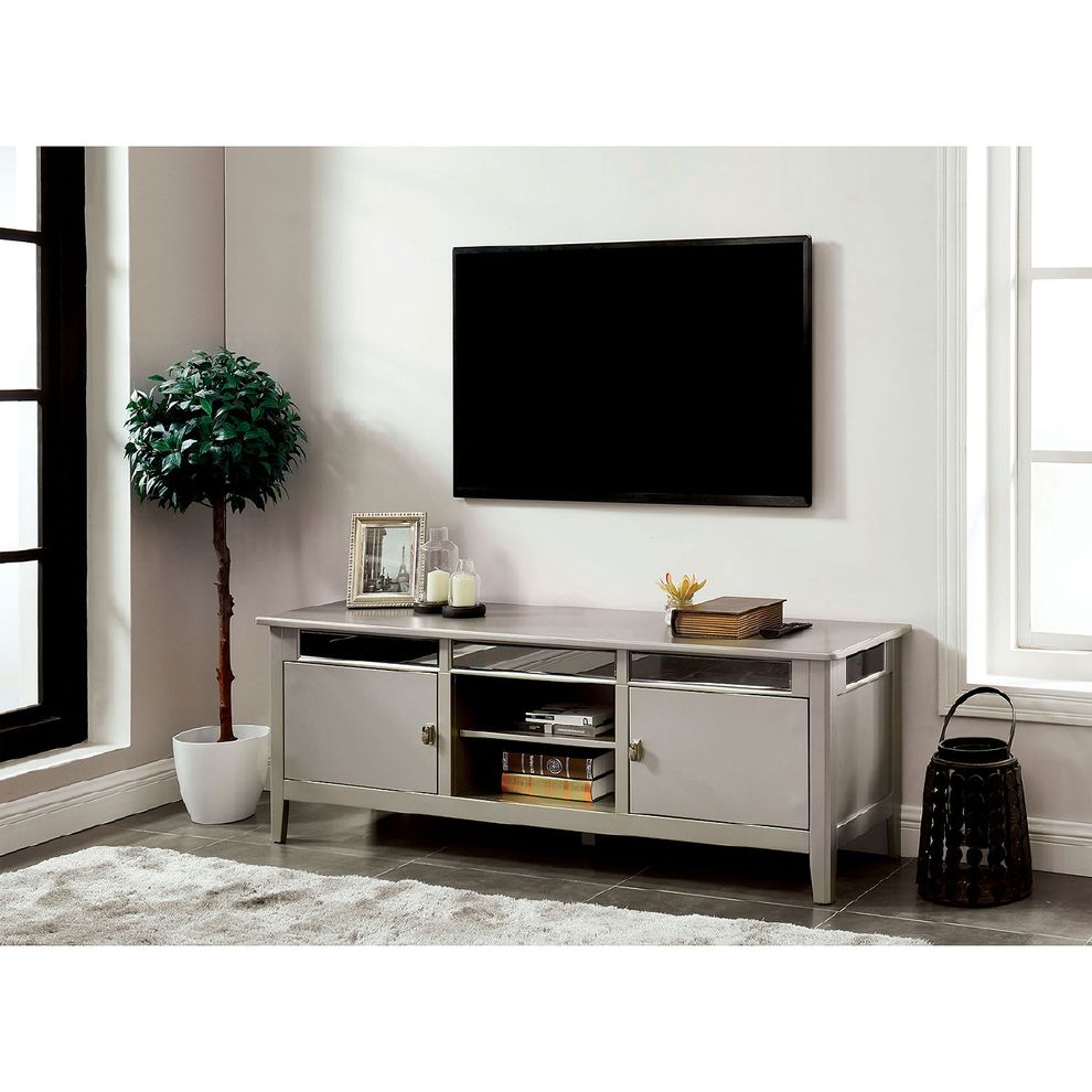 Silver contemporary TV stand by Furniture of America