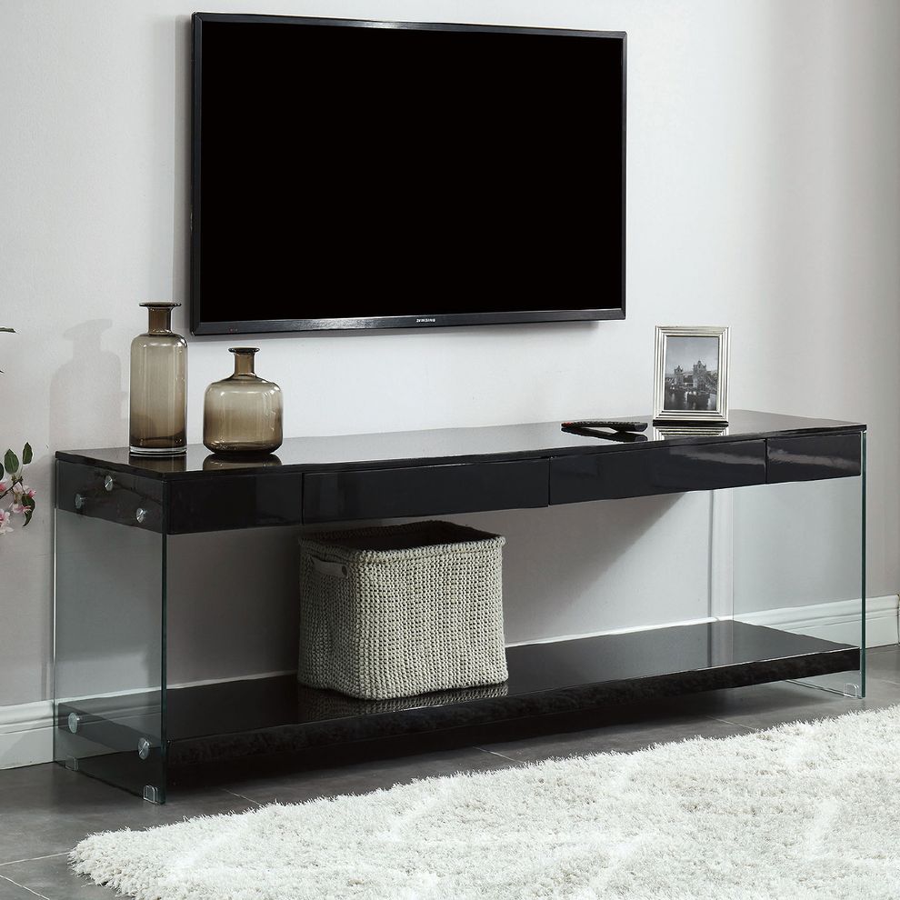 Black contemporary 60-inch TV stand by Furniture of America
