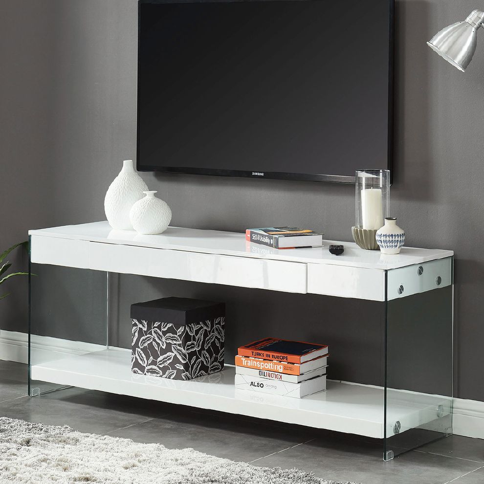 White contemporary 60-inch tv stand by Furniture of America