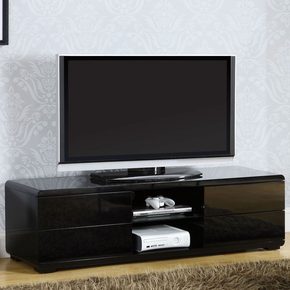 Black contemporary 59-inch TV console by Furniture of America