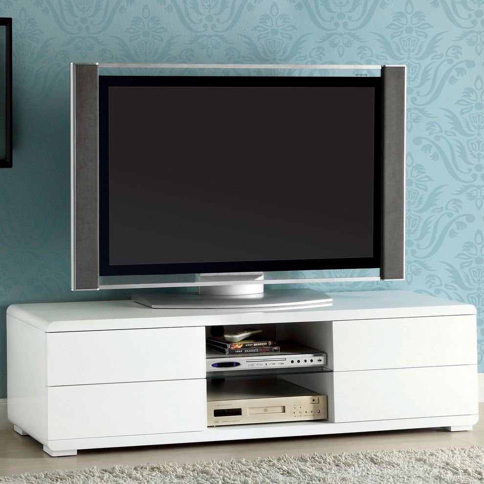 White contemporary 59-inch tv console by Furniture of America