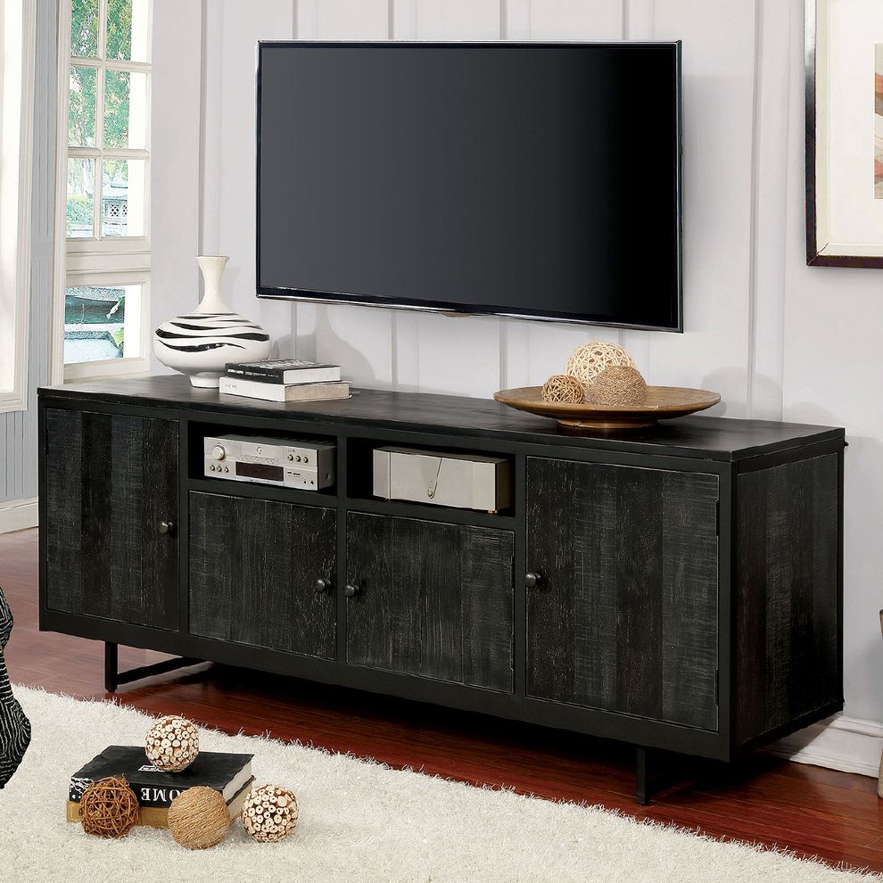 Black industrial tv stand by Furniture of America