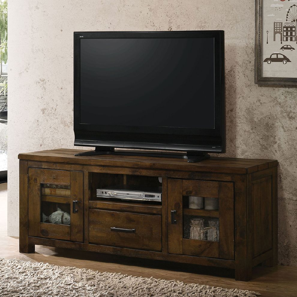 Rustic oak carole industrial TV stand by Furniture of America