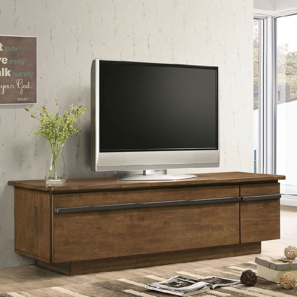 Light walnut/gray mid-century modern tv stand by Furniture of America