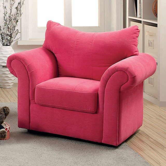 Contemporary style pink flannelette kids chair by Furniture of America
